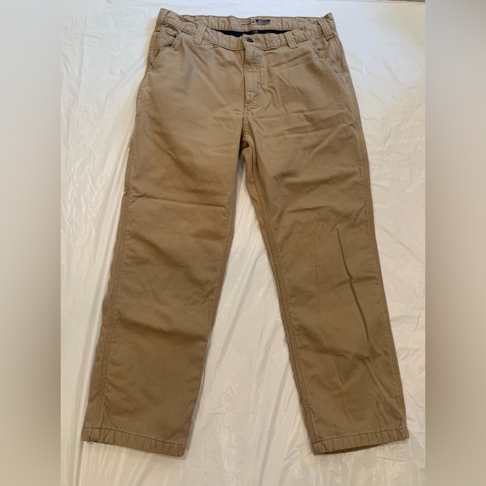 Carhartt Relaxed Fit Fleece Lined Men's Tan Canvas Pants 38x30
